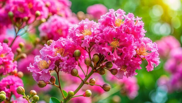 Lagerstroemia floribunda flower blooming in full bloom, Lagerstroemia, floribunda, flower, blooming, full bloom, pink, beautiful