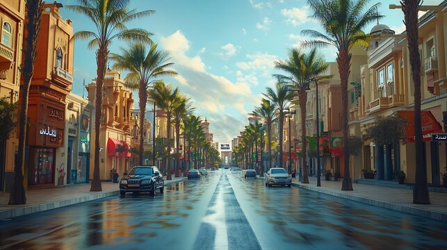Jeddah downtown central district street Saudi Arabia : Generative AI