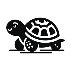 Black Vector Turtle Silhouette Capturing the Serenity and Strength of Nature's Ancient Marine Wanderer. 