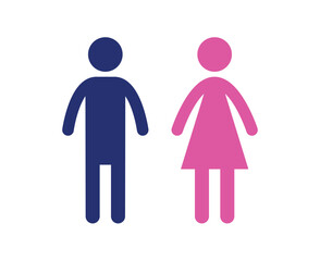 Toilet restroom sign element vector icon for public navigation symbol. Male Blue and female pink color.
