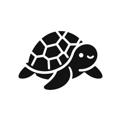 Black Vector Turtle Silhouette Capturing the Serenity and Strength of Nature's Ancient Marine Wanderer. 