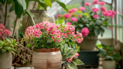 Pentas Lanceolata Flowers, Ceramic Pots, Home Setting