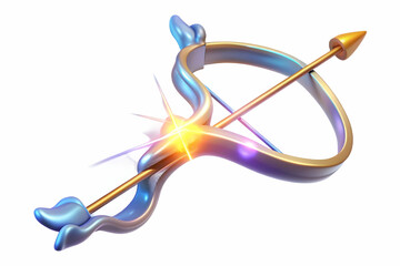 3D Glowing Abstract Ramas Bow and Arrow concept as A radiant glowing abstract digital art featuring Ramas bow and arrow surrounded by an aura of light representing focus and divine justice. Perfect fo