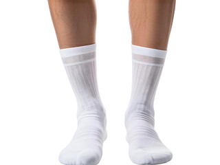Tall white socks on an isolated transparent background
