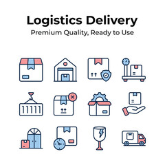 Logistics deliver icon set in modern design style