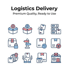 Logistics and delivery icons set isolated on white background