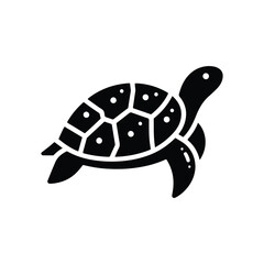 Black Vector Turtle Silhouette Capturing the Serenity and Strength of Nature's Ancient Marine Wanderer. 