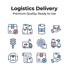 Pack of logistics and delivery icons in trendy design style