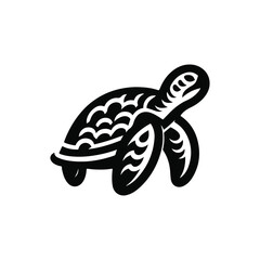 Black Vector Turtle Silhouette Capturing the Serenity and Strength of Nature's Ancient Marine Wanderer. 