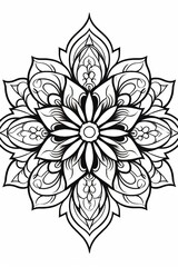mandala design, adults coloring page smooth bold lines, thick line art, minimal cartoon style illustration