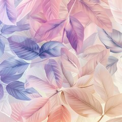 Colorful translucent leaves in pastel hues overlaying each other on a soft background, creating a delicate and airy visual effect. Nature concept.