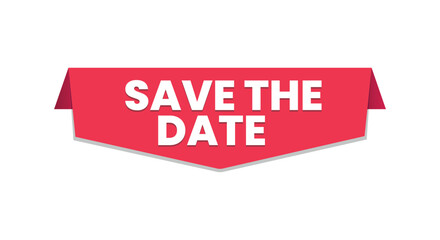 Save the date label isolated on white background.