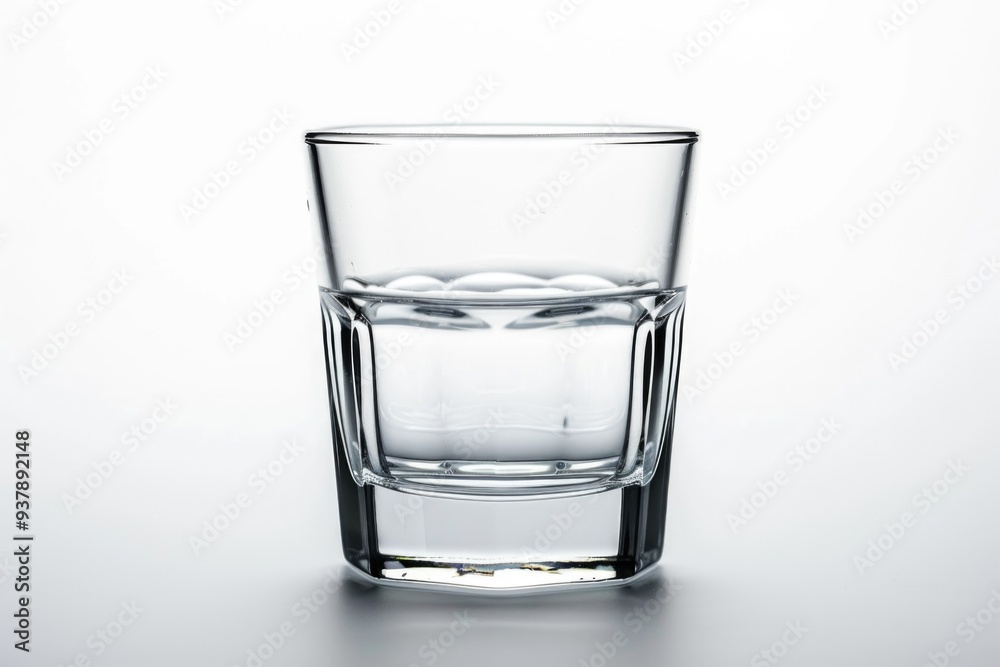 Poster a clear glass filled with water sits on a table, perfect for a simple and refreshing beverage