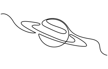 Continuous one line drawing Saturn Planet. Vector illustration, A single line drawing of a planet. Continuous line saturn icon. One line icon. Vector illustration, Continuous one line drawing planet