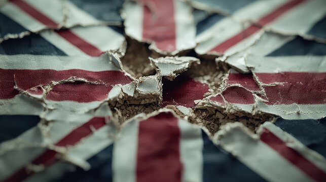Torn British Flag  Union Jack  Closeup  Texture  Grunge  Damaged  Distress  Decay  Symbol  Patriotic  National Identity  History  War  Conflict
