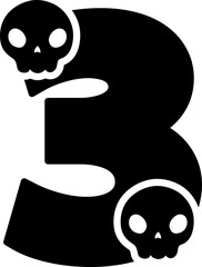skull halloween font number 3 three