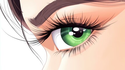 Fototapeta premium Experience the charm of this portrait, blending flat design and intricate textures to showcase the beauty of a girls eye.