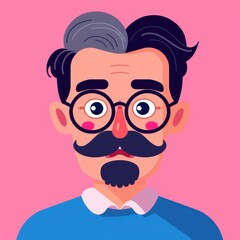 Fototapeta premium A playful portrait of a unique man, showcasing creativity and fun in a vibrant and eyecatching illustration.