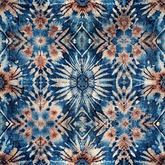 Indigo blue shibori tie-dye seamless pattern