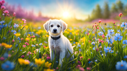 dog in a meadow