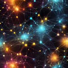 Fototapeta premium Digital technology and cyber security concept, abstract technology background of high speed global data transfer, futuristic neon hexagons, advanced technology networks