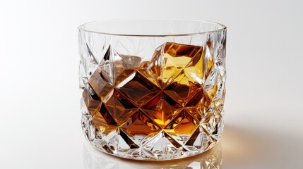 Closeup of a Glass of Whiskey with Ice
