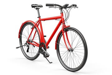 Fototapeta premium A single red bike parked on a white surface