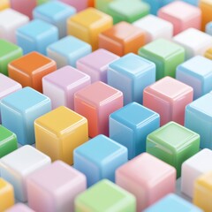 Obraz premium Colorful Cubes Abstract Background Geometric Shapes Pastel Colors D Design