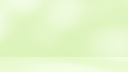 Fototapeta premium Empty green room studio with sunlight effect shadow of leaves. Minimal background for product presentation. Summer spring backdrop. Cosmetic and beauty products display room.