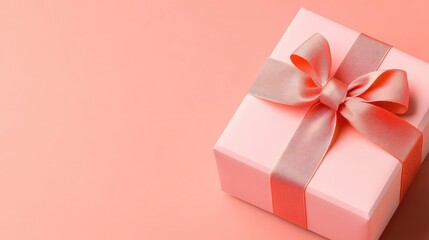 Obraz premium Ribbon Tying on a gift box, soft pastel colors with gentle shadows, detailed ribbon and bow texture