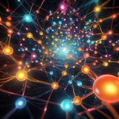 Digital technology and cyber security concept, abstract technology background of high speed global data transfer, futuristic neon hexagons, advanced technology networks