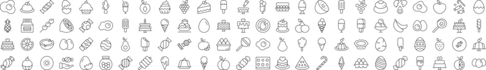 Food Outline Style Icons for Design, Cards, Apps, Social Networks