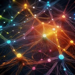 Obraz premium Digital technology and cyber security concept, abstract technology background of high speed global data transfer, futuristic neon hexagons, advanced technology networks