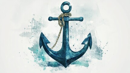 A blue anchor with a rope tied to it