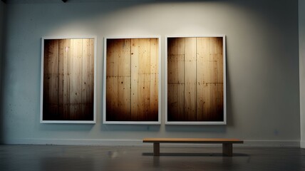 set of five posters mock up, blank minimalistic background, artwork template.