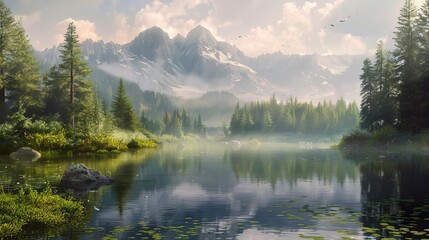 Fototapeta premium Tranquil Moments: Embracing Rest and Relaxation in Nature's Serene Beauty 