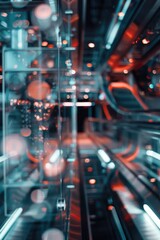 Blurred photo of an escalator in a modern building, suitable for use as a background or illustration