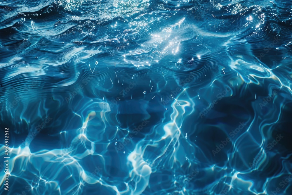 Poster close-up view of the surface of calm sea with gentle waves, great for backgrounds or illustrations