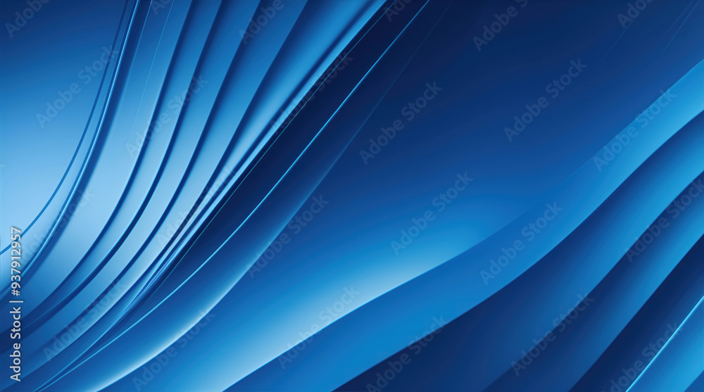 Wall mural Abstract blue background with smooth wavy lines