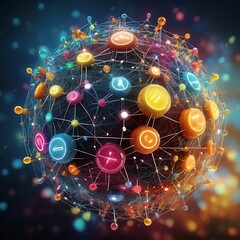Obraz premium Digital technology and cyber security concept, abstract technology background of high speed global data transfer, futuristic neon hexagons, advanced technology networks