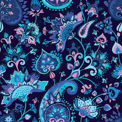 Paisley Garden. Vntage Seamless pattern in oriental style with decorative elements in paisley style.	