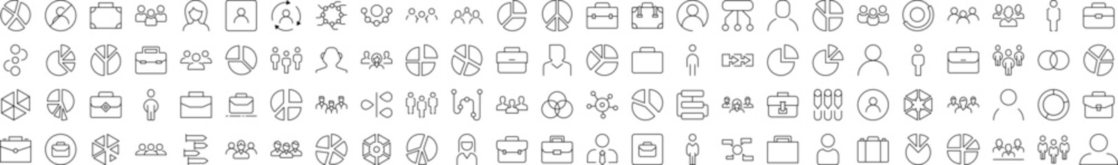 Staff, Company, Job Bundle of Thin Icons. Editable Stroke. Suitable for Web Sites, Books, Cards, Apps