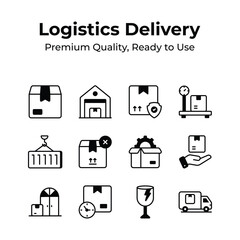 Logistics deliver icon set in modern design style