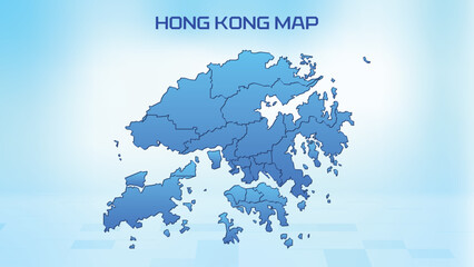 Fototapeta premium Blue detailed map of Hong Kong with States administrative divisions. Political Hong Kong map vector illustration.