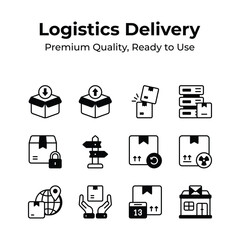 Logistics and delivery icons set isolated on white background