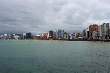 Fototapeta premium city skyline of Gijon, Asturias, Spain