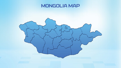 Blue detailed map of Mongolia with States administrative divisions. Political Mongolia map vector illustration.