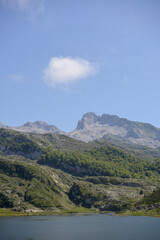Covadonga lake in the mountains of the Picos de Europa