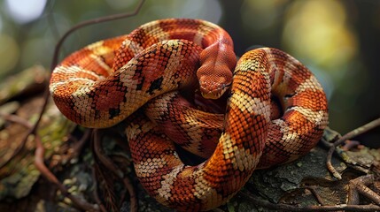Fototapeta premium Close Up of a Colorful Snake in its Natural Habitat