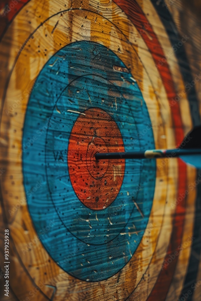 Poster A centered arrow in a target, suitable for business or sport-related concepts